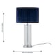 image 9 of Set of 2 Aura - Chrome Table Lamps with Navy Blue Velvet Pleat Shades Chrome | Blue