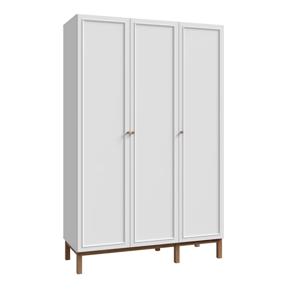image 1 of Wensley 3 Door Wardrobe in Light Grey and Oak