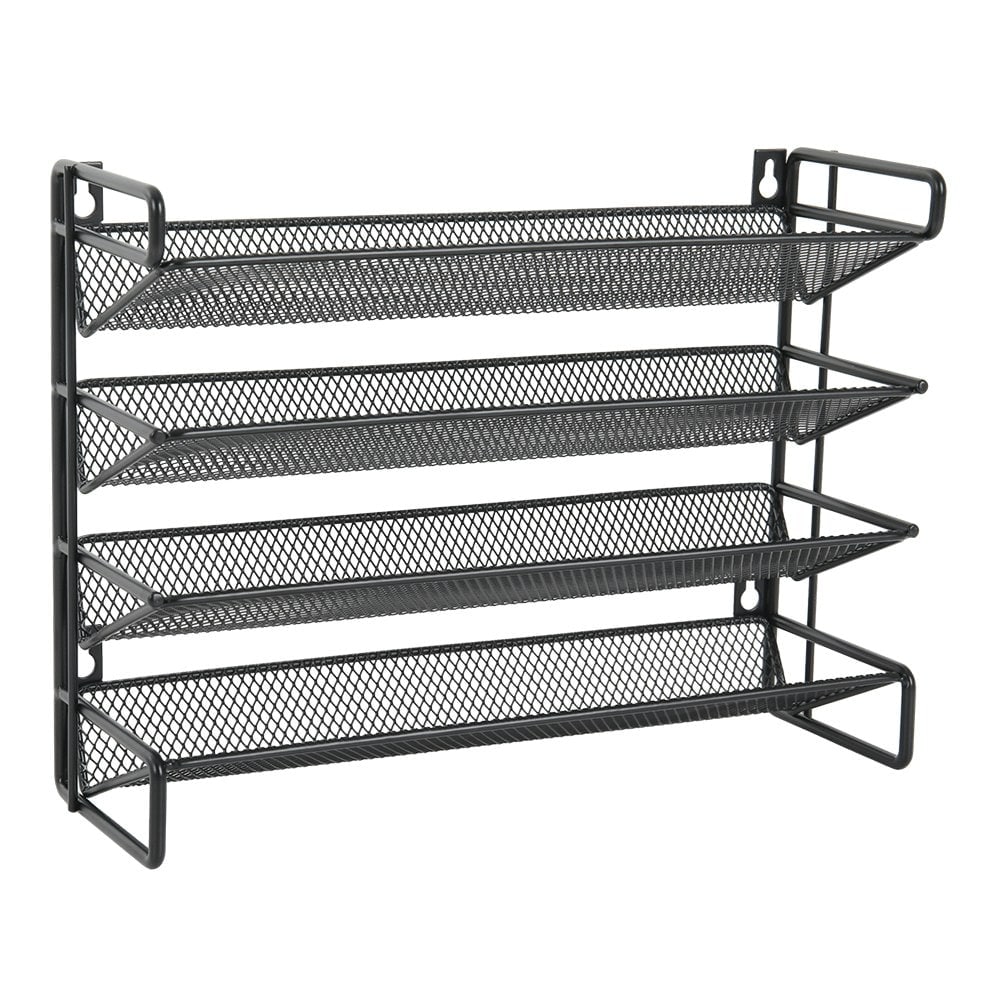 Living and Home Metal Spice Rack Organizer 4-Tier - Black | Black