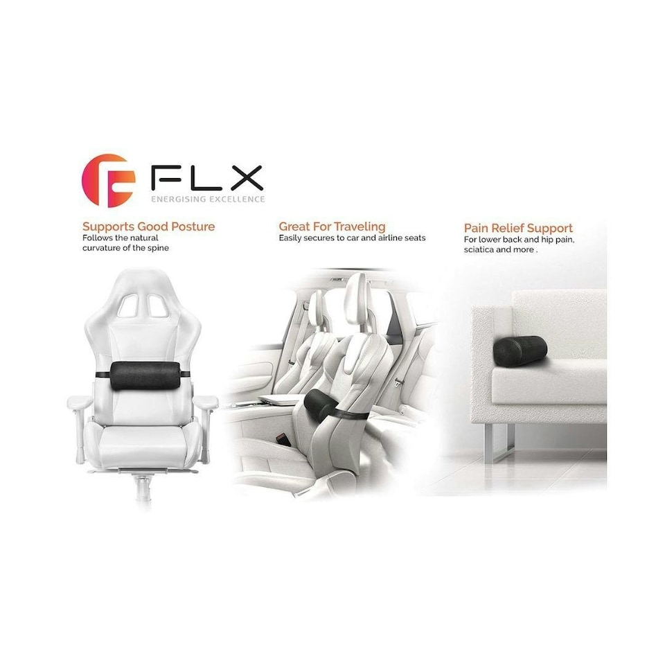 image 1 of F FLX Energising Excellence Lumbar Memory Foam Support Cushion Black Black | S