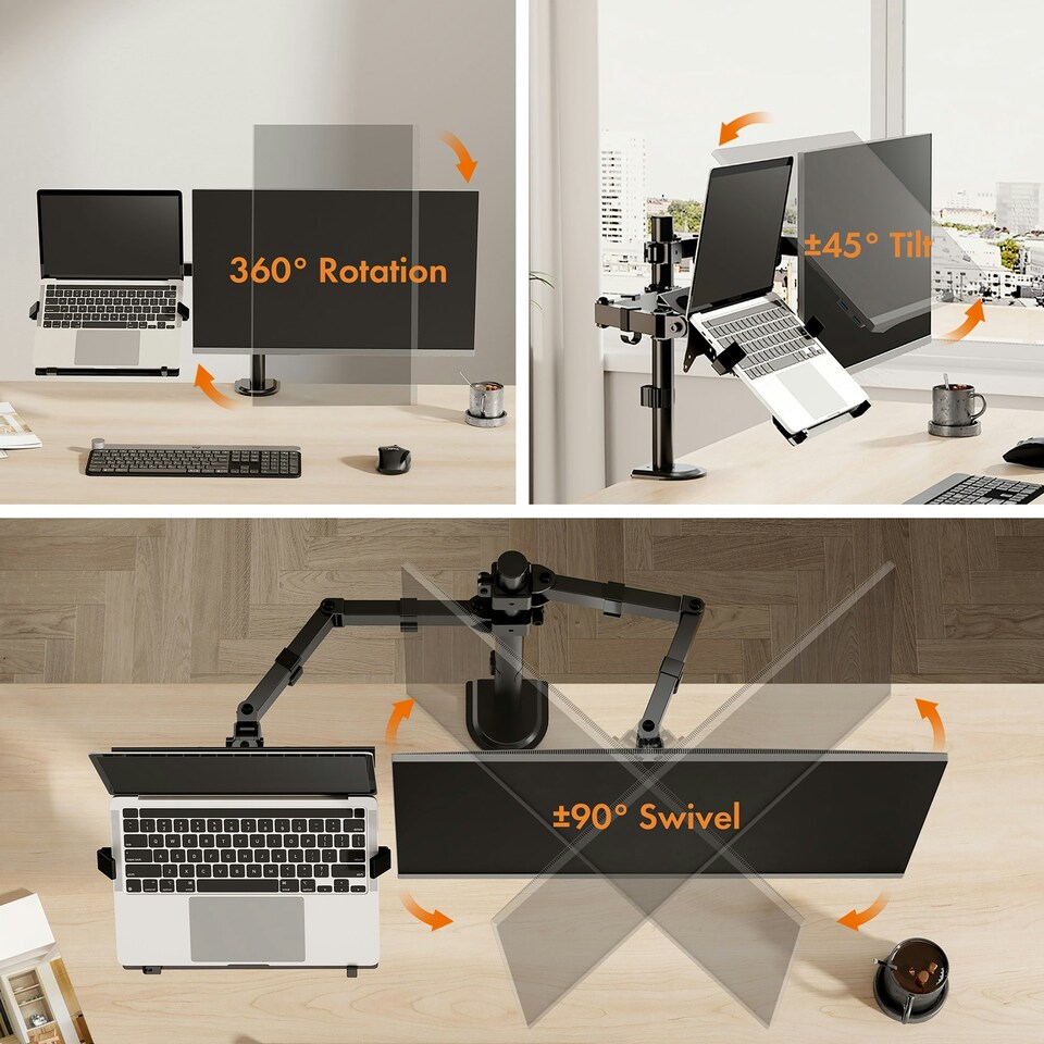 image 1 of VonHaus Monitor Stand with Laptop Tray for 13-32" Screen