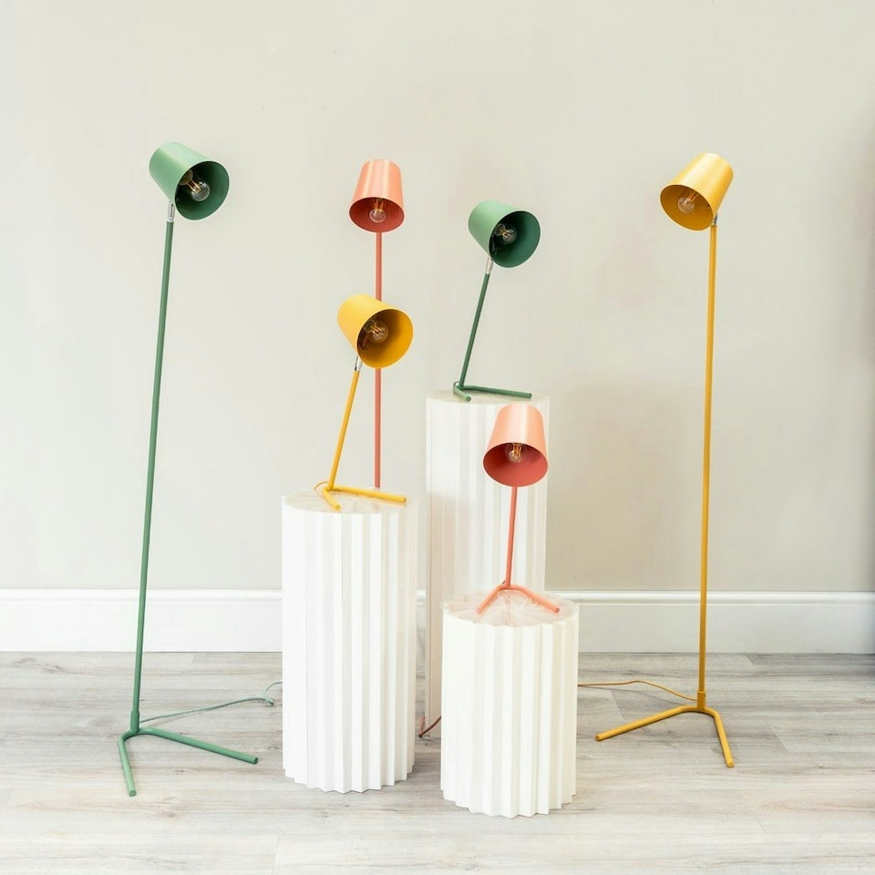 image 1 of ValueLights Lark Mustard Yellow Metal Task Slimline Floor Lamp