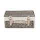 image 3 of 36cm Antique Wash Wicker Picnic Basket with Lining White | White | One Size