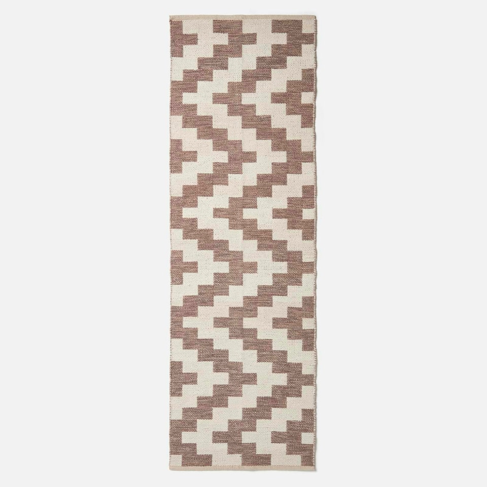 image 1 of Homescapes Malina Brown and Natural Kilim Runner Cotton Rug - 66 x 200 cm