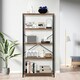 image 4 of COSTWAY 5-Tier Bookshelf Wood Bookcase Display Rack Brown Brown