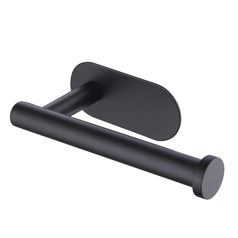 image 1 of Living and Home Modern Wall Mounted Stainless Steel Toilet Paper Roll Holder, Black