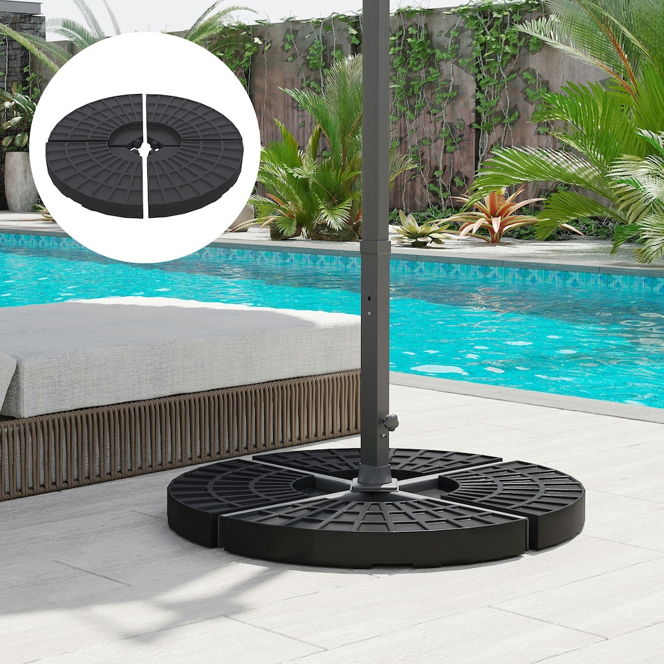 image 1 of Outsunny 4PC Umbrella Base Sun Parasol Stand Holder Weight Sand Water Filled