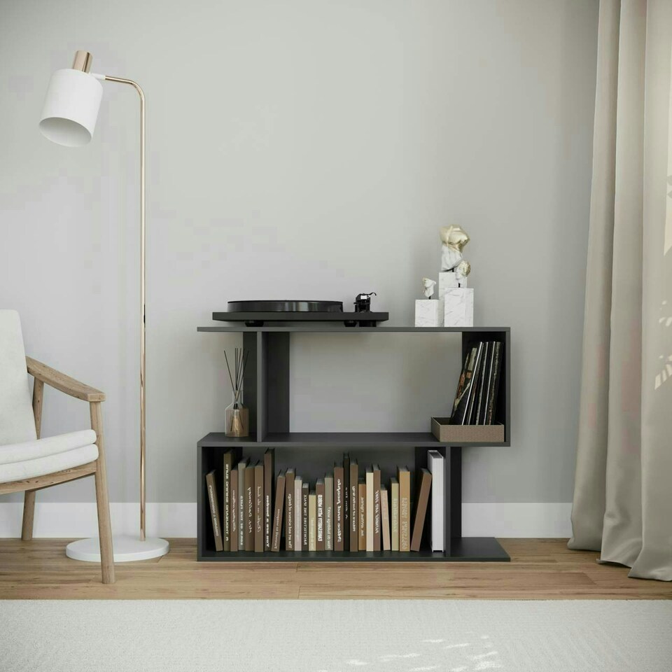 image 1 of 2-Tier Wooden Irregular Storage Unit - 80 cm White | Oak