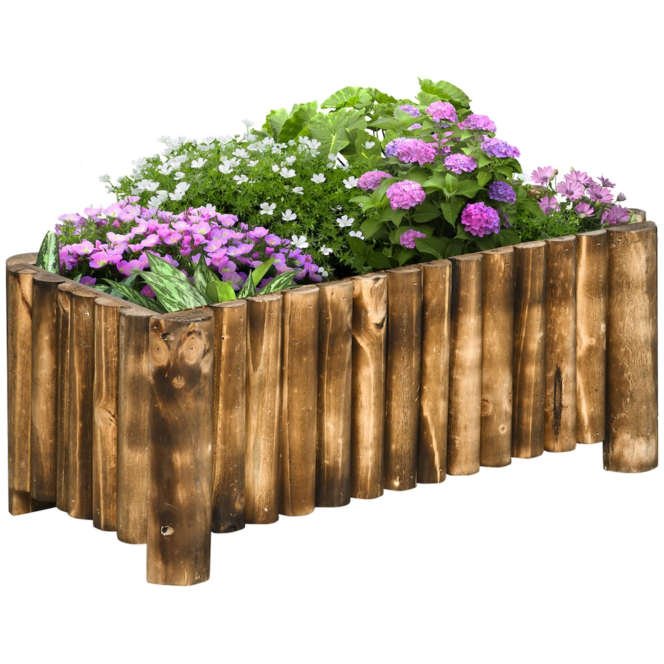 image 1 of Outsunny Raised Flower Bed Wooden Planter Container Box 78x35x30cm