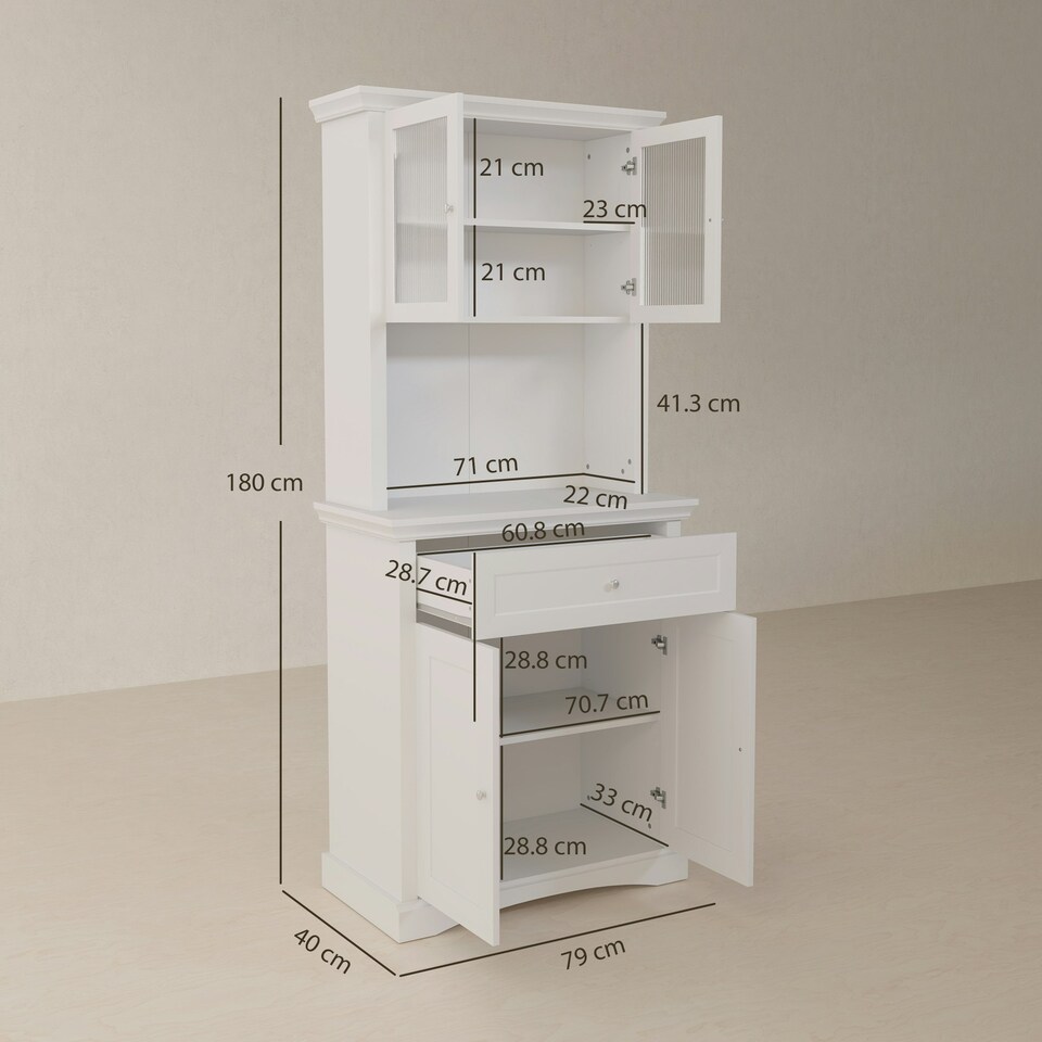 image 1 of HOMCOM Kitchen Cupboard Storage Cabinet with Drawer, Doors and Shelves, White