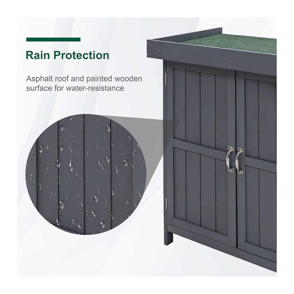 image 1 of Groundlevel Double Front Doors Wooden Garden Potting Shed With Internal Shelf | Grey | Grey
