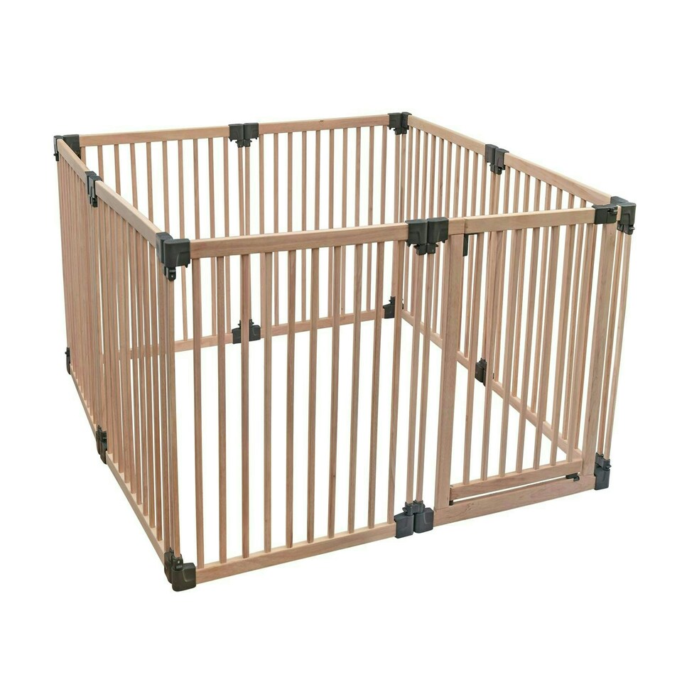 image 1 of Bettacare Wooden Dog Pen, 160cm x 160cm, Natural Wood, 76cm High, Dog Pen for Pets Dogs and Puppy, Dog Playpen Cream