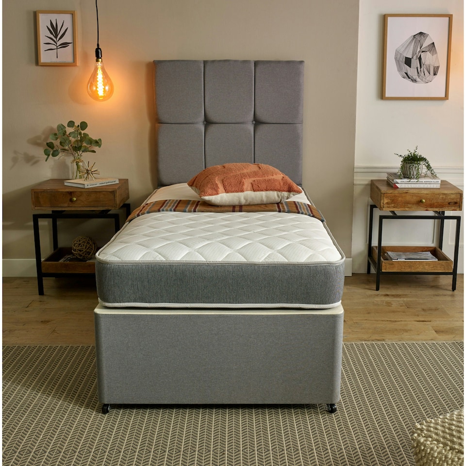 image 1 of 7-Inch Hybrid Sprung Mattress - Soft Firmness Deep Quilted Sleep Surface | Grey | Small Single