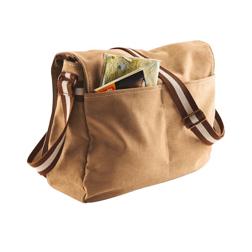 image 1 of Quadra Vintage Canvas Messenger Bag - Sahara - One Size Brown