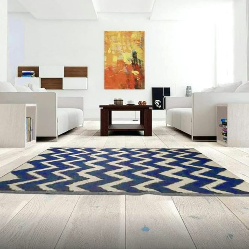 image 1 of Marco Paul Blue Zigzag Outdoor Rug Blue