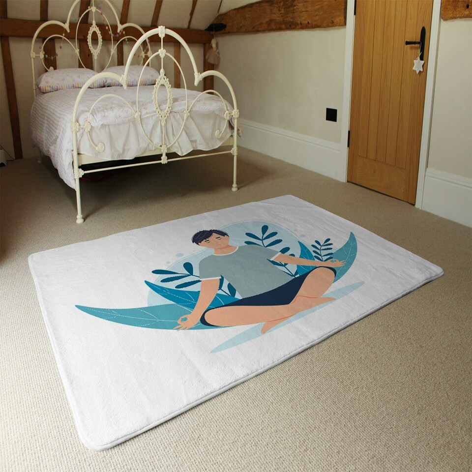 image 1 of Meditation Illustration (Rug) Blue | S