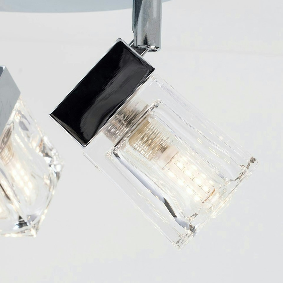 image 1 of ValueLights Ritz Ice Cube Polished Chrome IP44 Bathroom 3 Way Spotlight Flush Ceiling Light