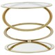 image 1 of Interiors by Premier Clear Glass and Gold Metal Side Table, Contemporary End Table with Glass Top and Bottom Shelf, Modern Table Gold