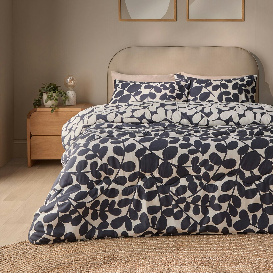 image 1 of Silentnight Coverless 10.5 Tog Duvet and Pillowcase Set, Leaf Print Blue | Single