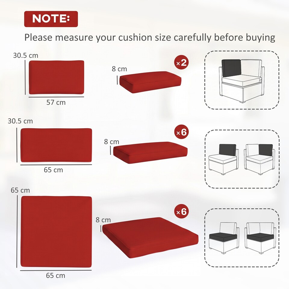 image 1 of Outsunny Garden Rattan Sofa Set Polyester Cover Replacement No Cushion Red | Red | Red | 1