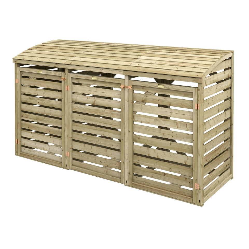 image 1 of Rowlinson Timber Double Bin Store With Single Box Store Brown