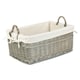 image 6 of Medium Shallow Antique Wash Lined Storage Wicker Basket | White | White