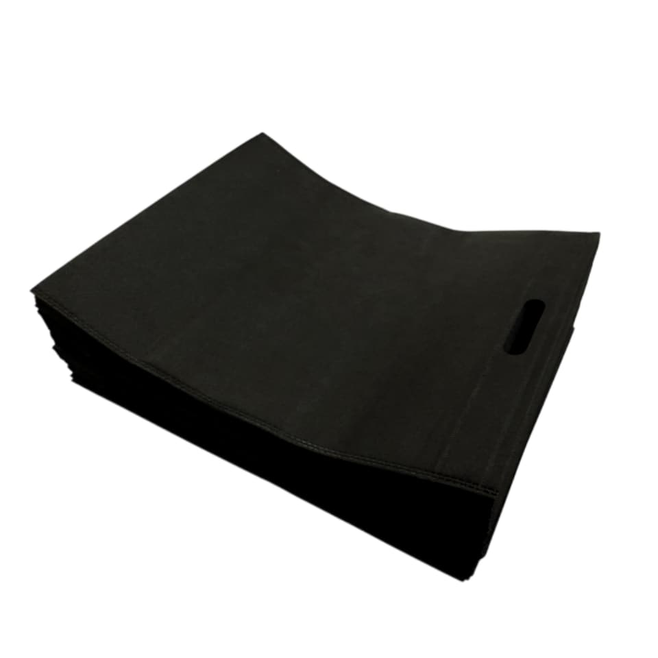 image 1 of Pack of 25 Black Coloured 35x25cm Non-Woven Patch Handle Bags | Black