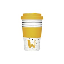 KitchenCraft 410ml Bamboo A to Z Letter "W" Reuseable Mug Multi