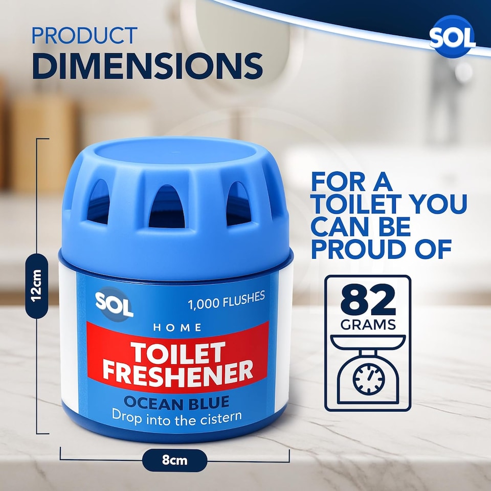 image 1 of 3pk x 70g Toilet Fresheners Ocean Scented Cistern Blocks, Last 1000 Flushes, Prevents Limescale, Cleans & Deodorizes