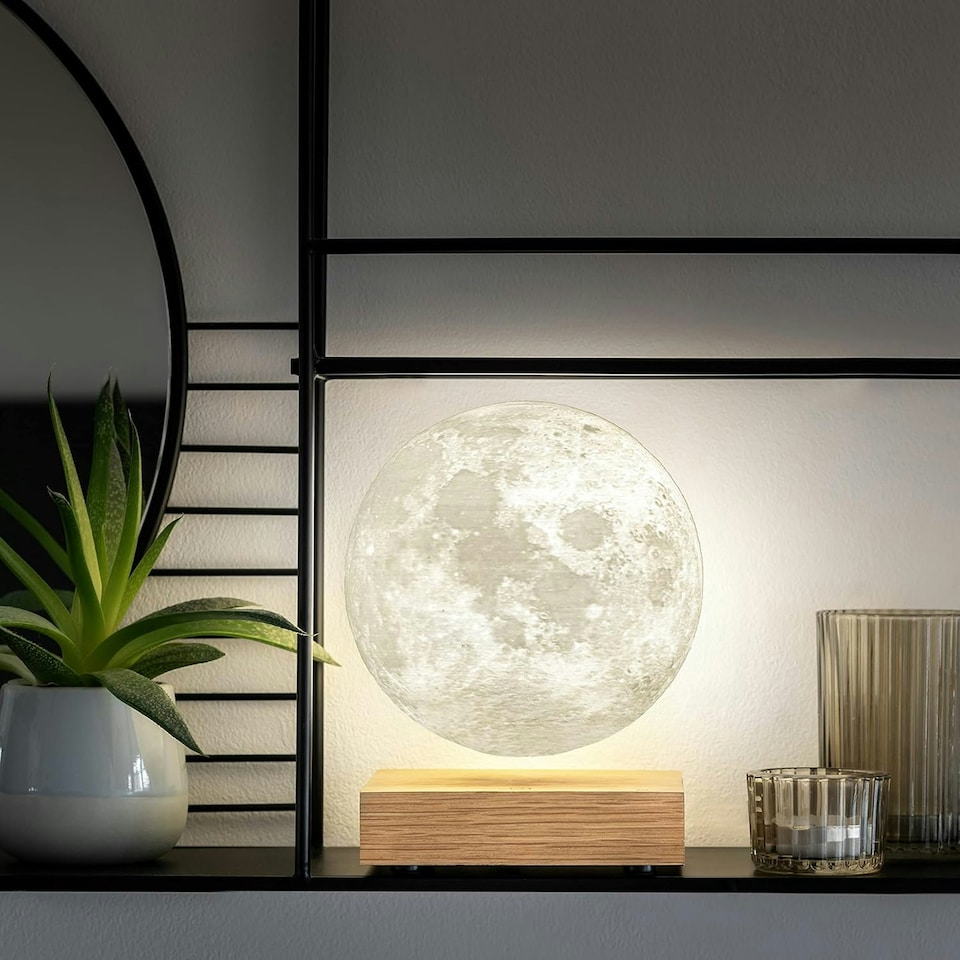 image 1 of Gingko Design Smart Moon Lamp Natural White Ash Wood