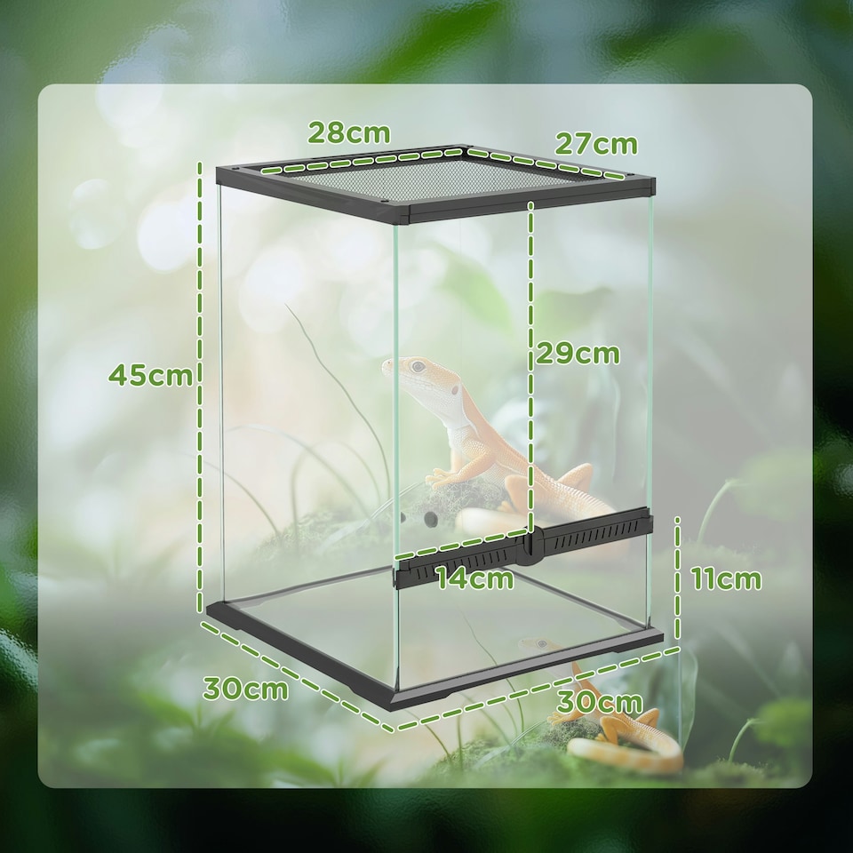 image 1 of PawHut Glass Reptile Terrarium, 40L Vivarium for Lizards, Frogs, Snakes, Turtles