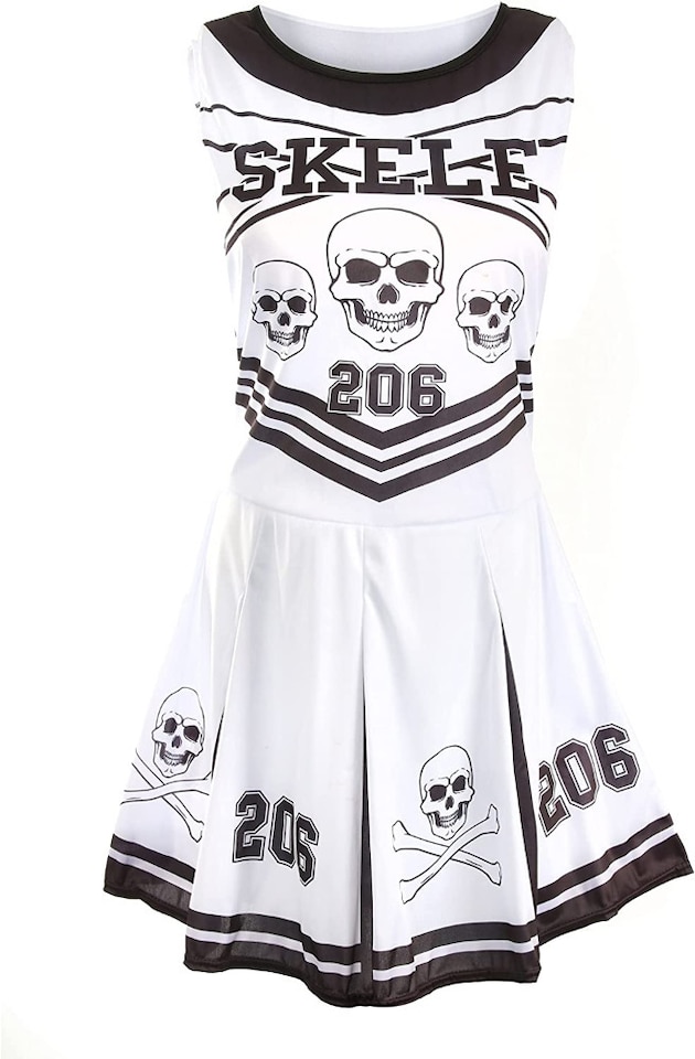 image 1 of Skeleton Cheerleader Costume | White | 2XL