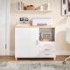 image 6 of SoBuy Printer Stand Under Desk Storage Cabinet with Open Shelf and 3 Drawers, White & Natural Wood, 35.4x17.7x29.5 in, 45.1 kg - ASK07-WN