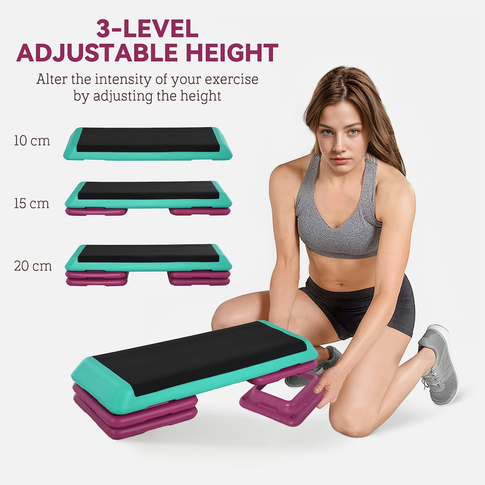 image 1 of HOMCOM 10/15/20cm Aerobic Steppers Compact Stepper for Indoor Exercise Workout