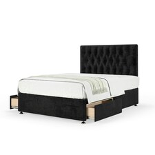 Neptune Spring Black Naples Velvet 2 Drawer Divan Set And Lona Headboard Small Double