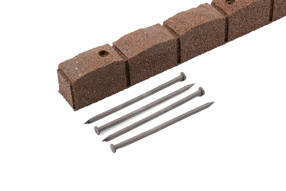 image 1 of Roman Stone Recycled Rubber Garden Border Lawn Edging Stones Effect 1.2m - Brown | Multi