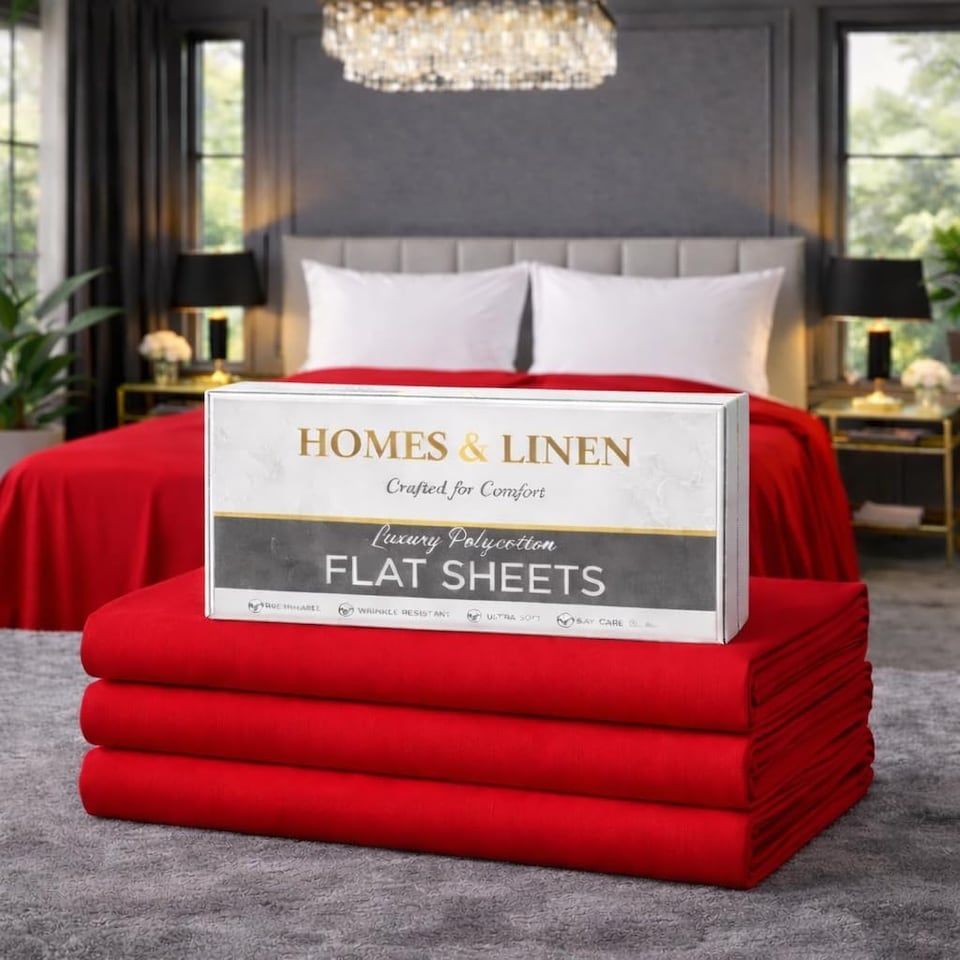 image 1 of HOMES-LINEN Polycotton Flat Sheet Easy Care Bed Sheet