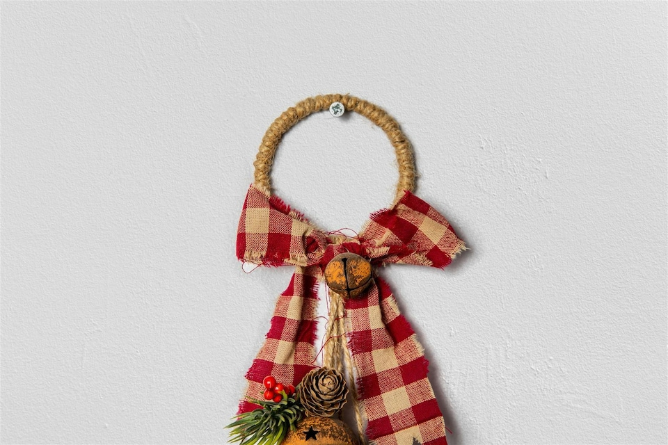 image 1 of Christmas hanging decoration 46 CM Rustic Red rusty bells