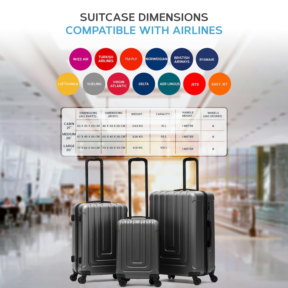 image 1 of Flight Knight Premium Lightweight Suitcase - Built-in Side Lock with USB Port - 8 Spinner Wheels - Hard Shell Carry On Or Check in Luggage 100 Airlines Approved Cream | Large