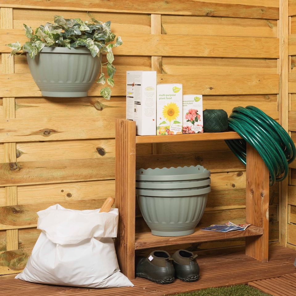 image 1 of Wham Etruscan 4 x 30cm Plastic Garden Wall Baskets | Green | Milieu Green