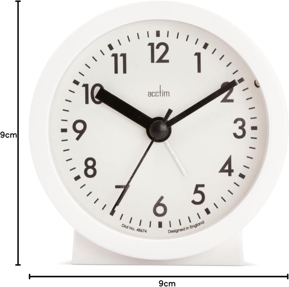 image 1 of Acctim Gaby Small Analogue Contemporary Bedside Alarm Clock | White | White