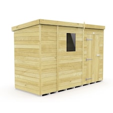9 x 4 Feet Pent Security Shed - Double Door - Wood - L118 x W276 x H201 cm | Brown