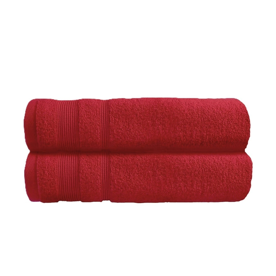 image 1 of Luxury Zero Twist Egyptian Cotton Bath Towels 70 x 120cm - Pack of 2 Red | Cranberry | Bath towel