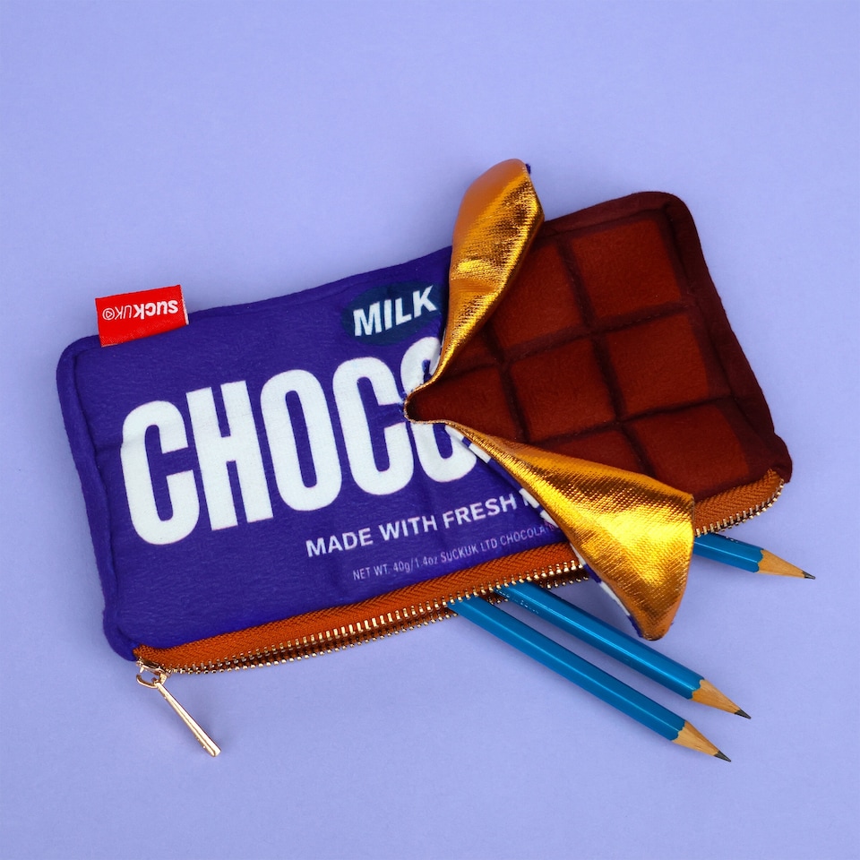 image 1 of Suck UK Plush Chocolate Bar Case - Novelty Zipper Pouch