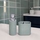 image 1 of Maison Soft Green Shimmer Bathroom Accessory Set - Soap Dispenser & Toothbrush Holder | Green | Green | 1