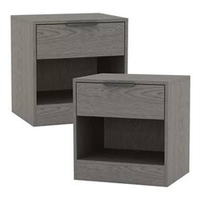 1-Drawer Bedside Table with Storage Black | Cedar Grey / Set of 2
