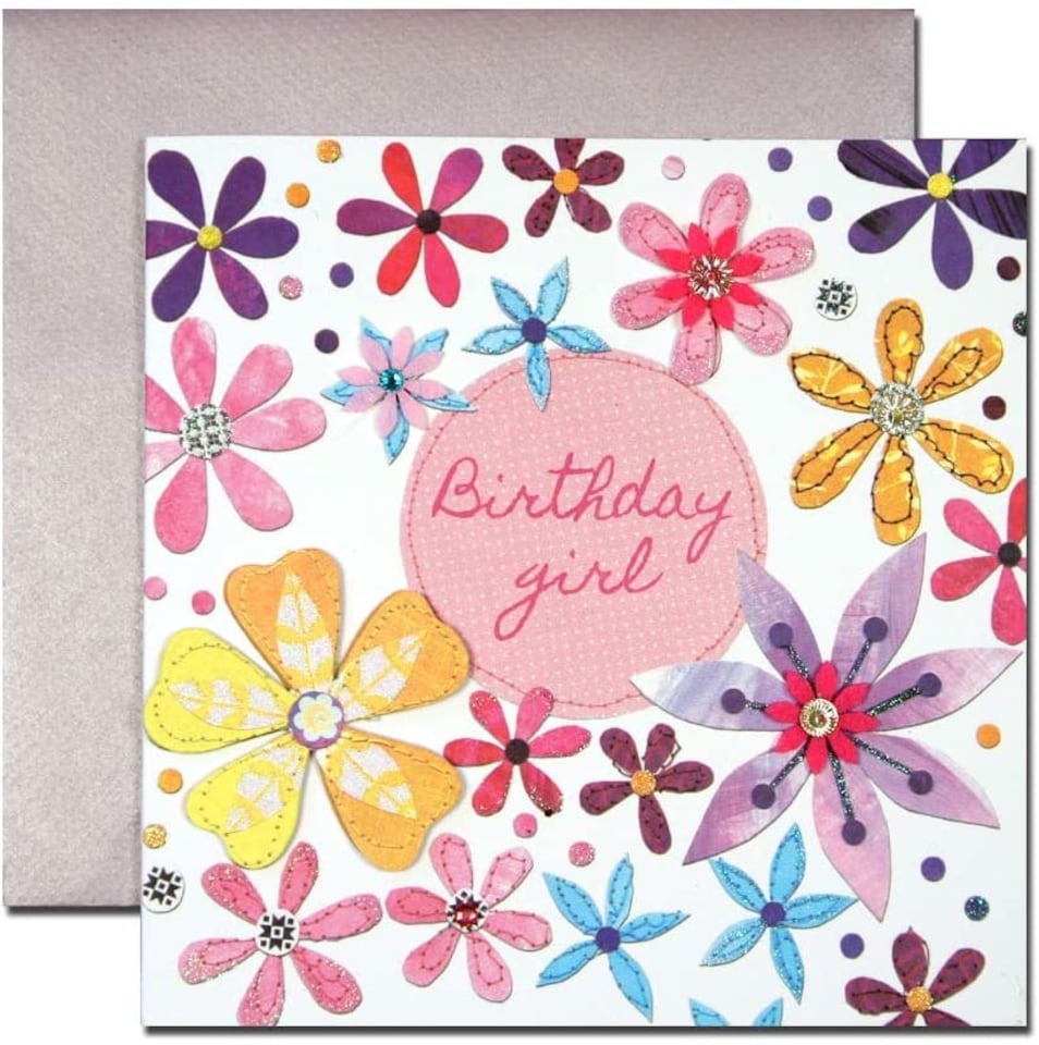 image 1 of Flowers Bright & Breezy Birthday Greeting Card Glitter Embellished Cards