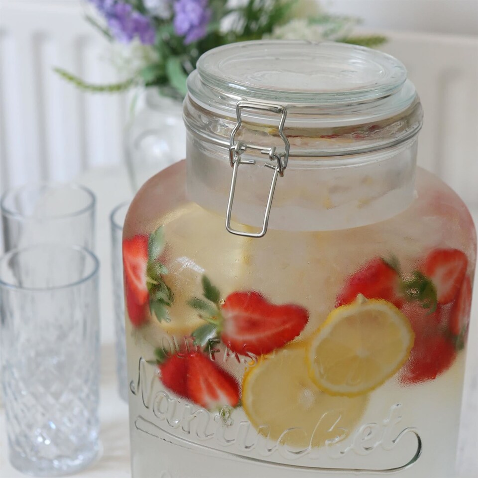 image 1 of Rink Drink Glass Drinks Dispenser with Tap & Silver Bucket Stand - 8.7L