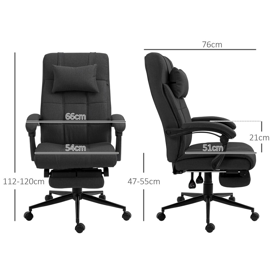 image 1 of Vinsetto Office Chair with Adjustable Height, Wheels, Footrest, Black