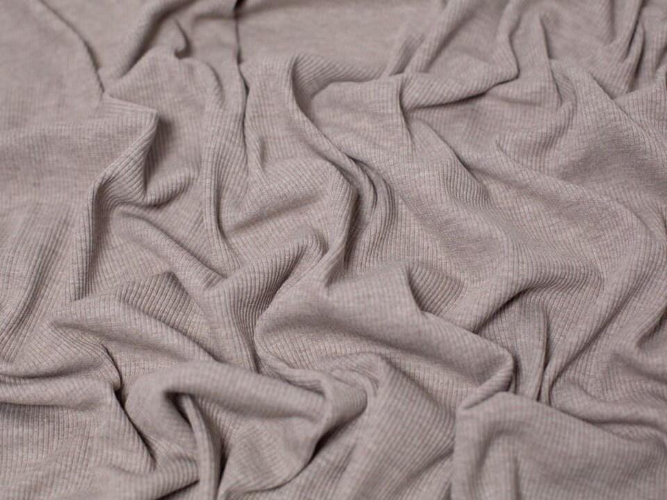 Minerva Core Range Beige Heavy Cotton Rib Stretch Knit Fabric for Dressmaking, 140cm / 55" Wide - per metre